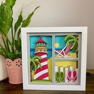 3D Lighthouse Beach Shadowbox